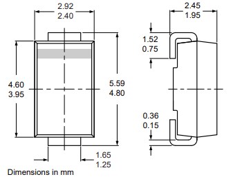 Mechanical Drawing - Nexperia US1J Ultrafast Recovery Rectifier